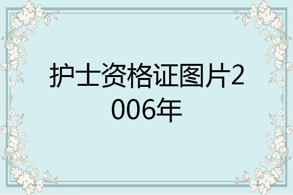 护士资格证图片2006年