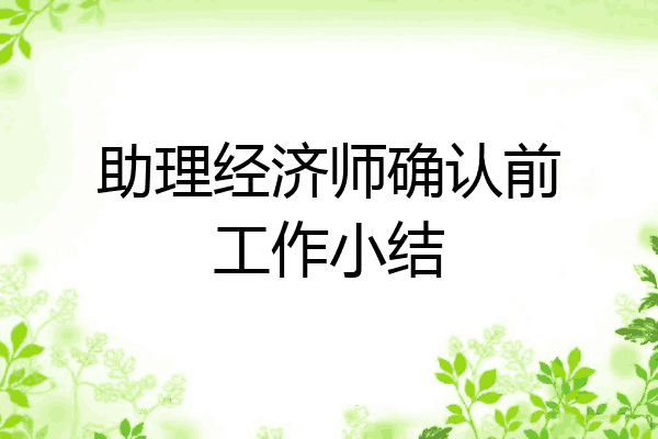 助理经济师确认前工作小结