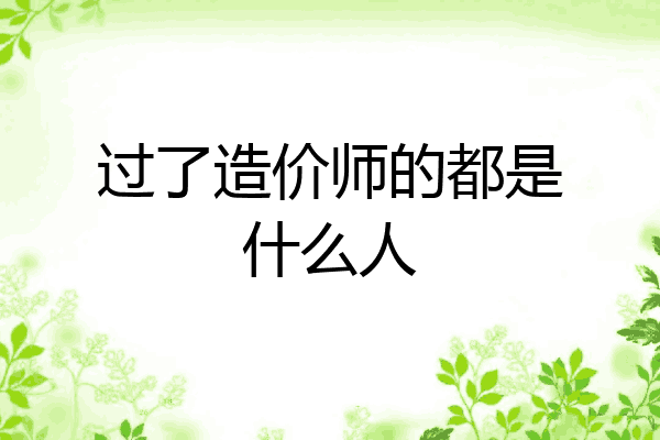 过了造价师的都是什么人