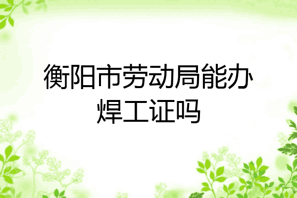 衡阳市劳动局能办焊工证吗