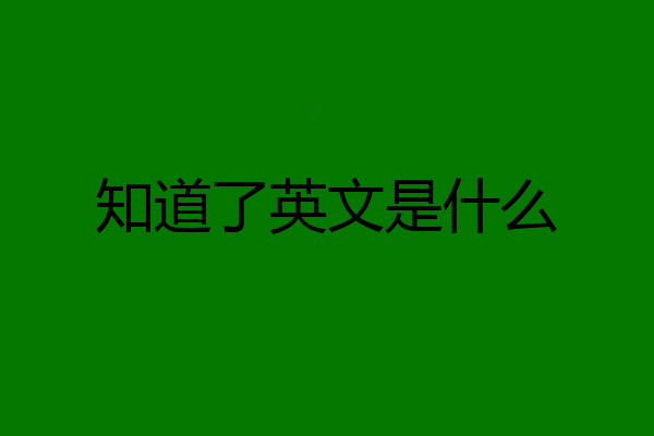 知道了英文是什么