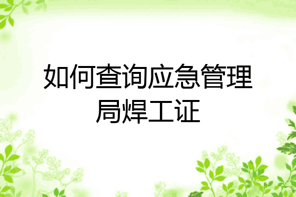 如何查询应急管理局焊工证