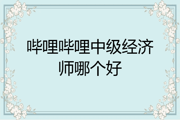 哔哩哔哩中级经济师哪个好