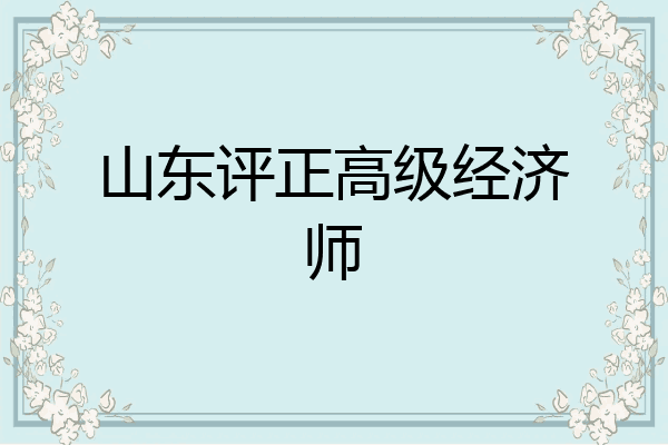 山东评正高级经济师