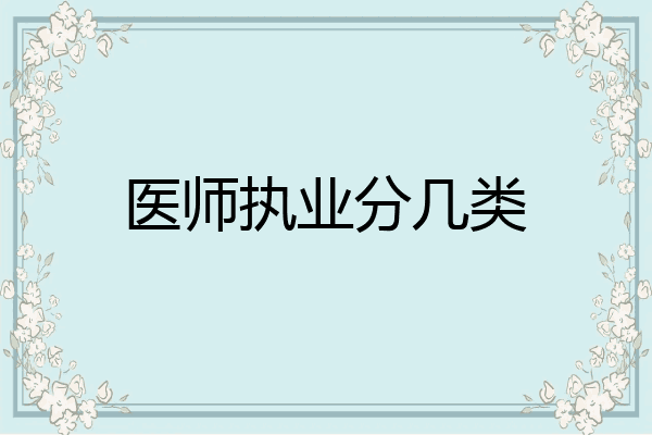 医师执业分几类