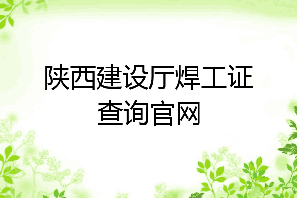 陕西建设厅焊工证查询官网