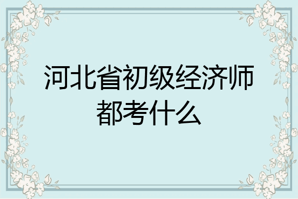 河北省初级经济师都考什么