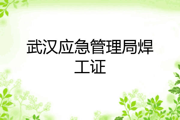 武汉应急管理局焊工证