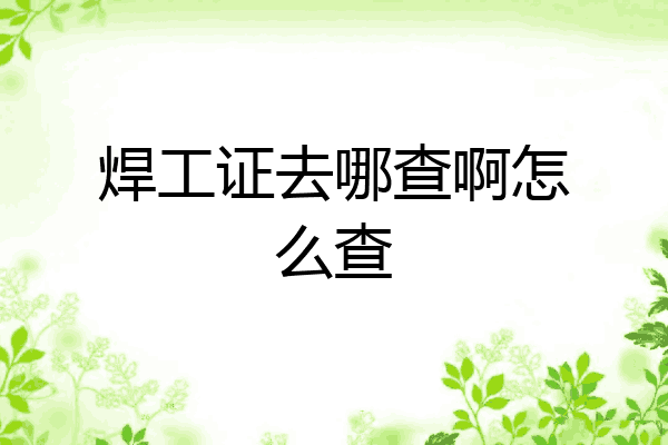 焊工证去哪查啊怎么查