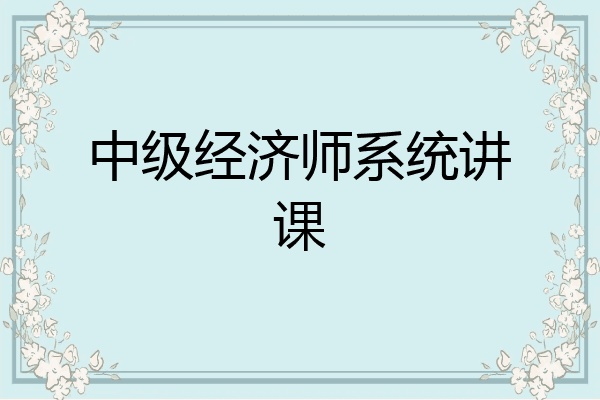 中级经济师系统讲课