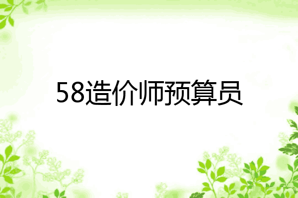 58造价师预算员