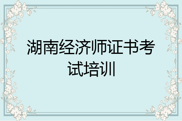 湖南经济师证书考试培训