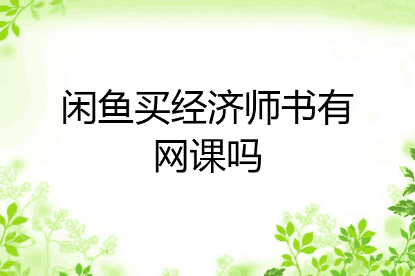 闲鱼买经济师书有网课吗