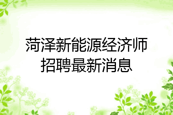 菏泽新能源经济师招聘最新消息
