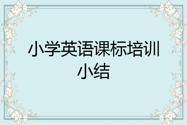 小学英语课标培训小结