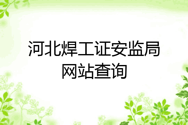 河北焊工证安监局网站查询
