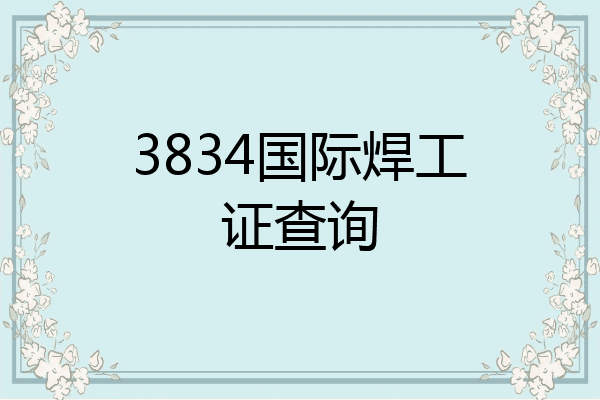3834国际焊工证查询