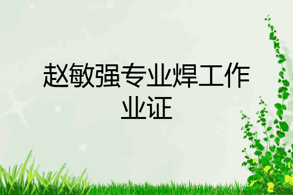 赵敏强专业焊工作业证