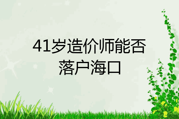 41岁造价师能否落户海口
