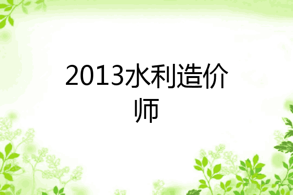 2013水利造价师
