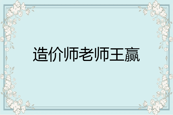 造价师老师王赢