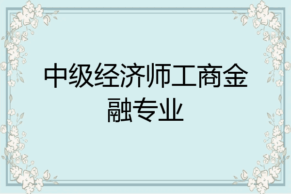 中级经济师工商金融专业