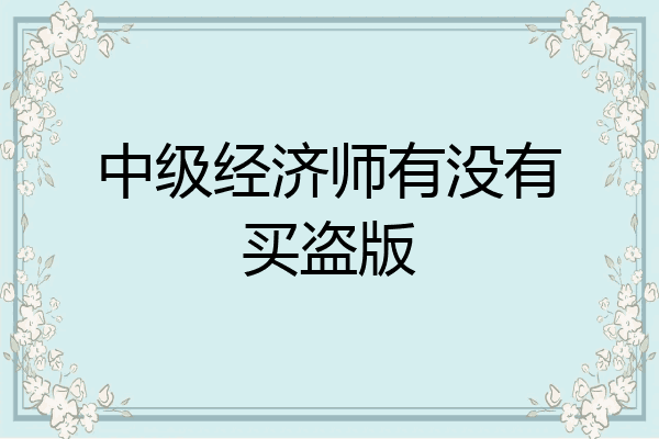 中级经济师有没有买盗版
