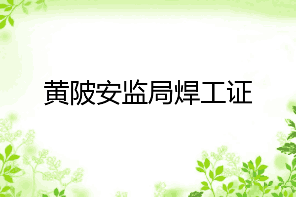 黄陂安监局焊工证