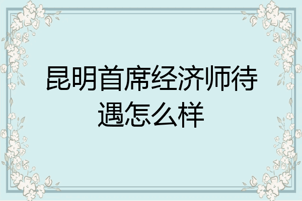 昆明首席经济师待遇怎么样