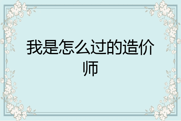 我是怎么过的造价师