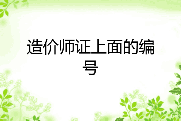 造价师证上面的编号