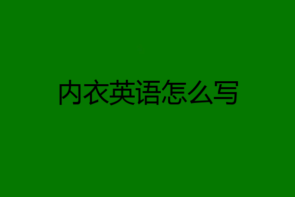 内衣英语怎么写