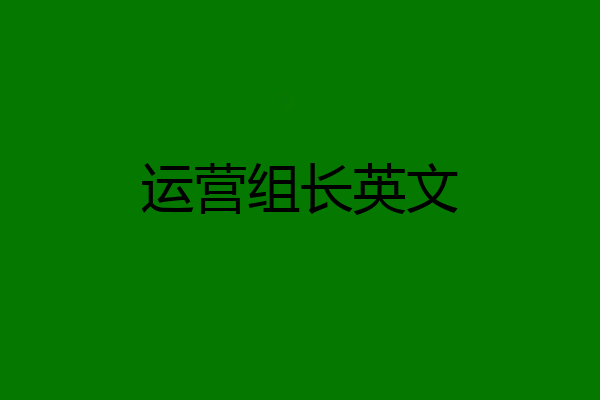 运营组长英文