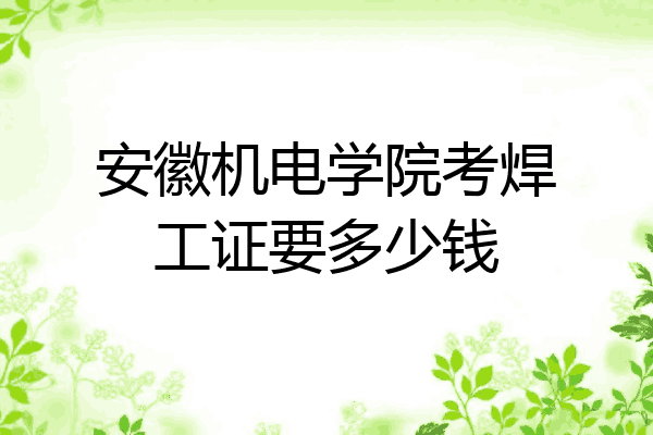 安徽机电学院考焊工证要多少钱