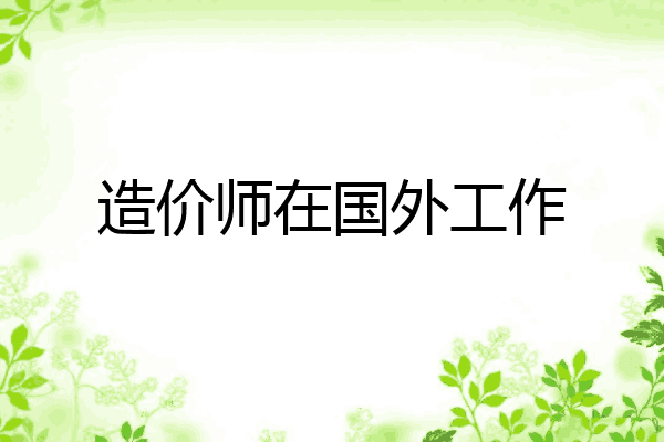 造价师在国外工作