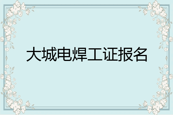 大城电焊工证报名