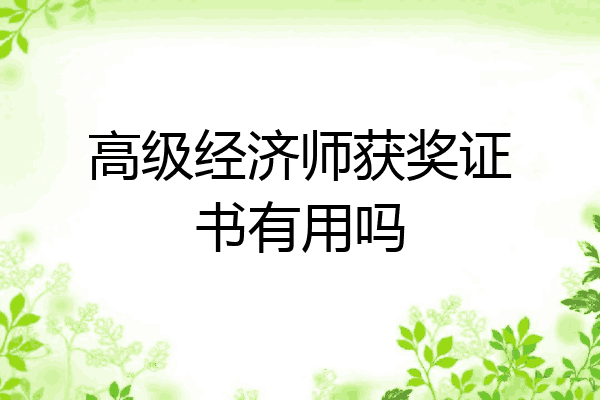 高级经济师获奖证书有用吗