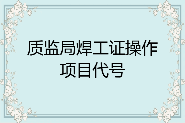 质监局焊工证操作项目代号