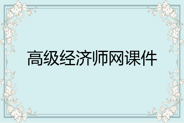 高级经济师网课件