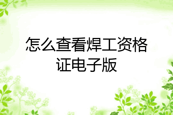 怎么查看焊工资格证电子版
