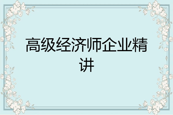高级经济师企业精讲