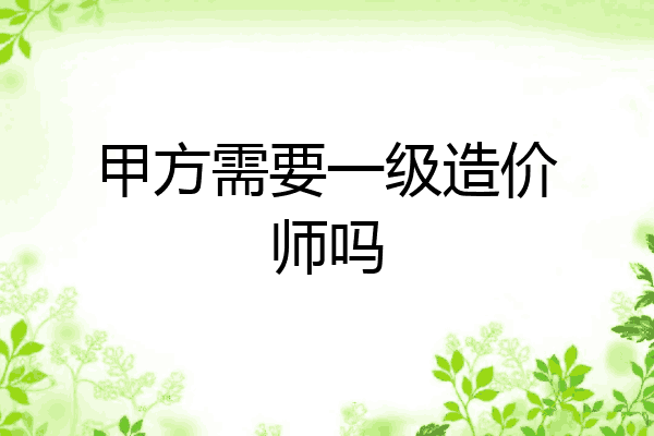 甲方需要一级造价师吗