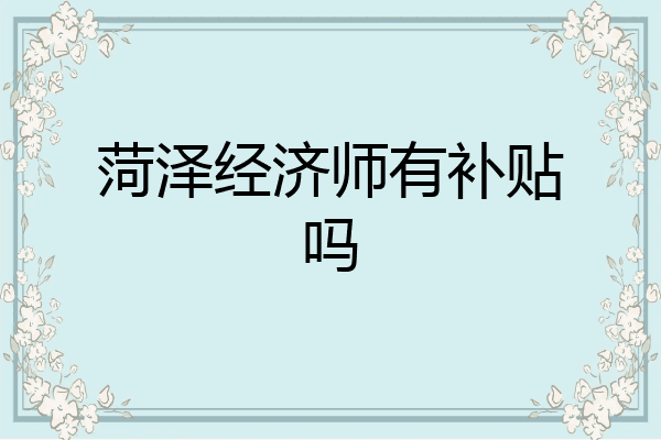 菏泽经济师有补贴吗