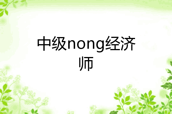 中级nong经济师