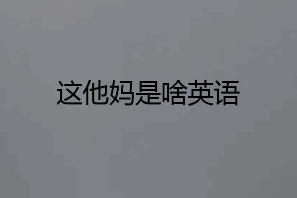 这他妈是啥英语