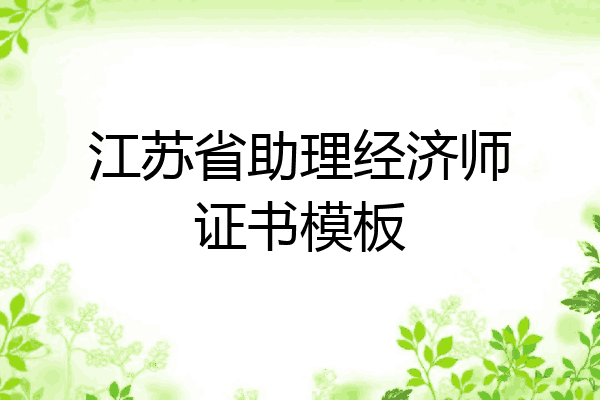 江苏省助理经济师证书模板