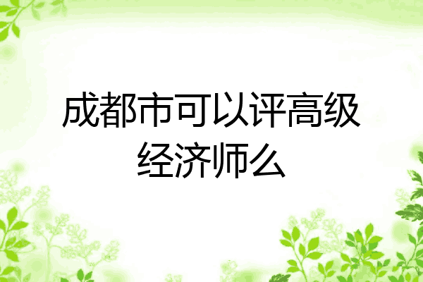 成都市可以评高级经济师么