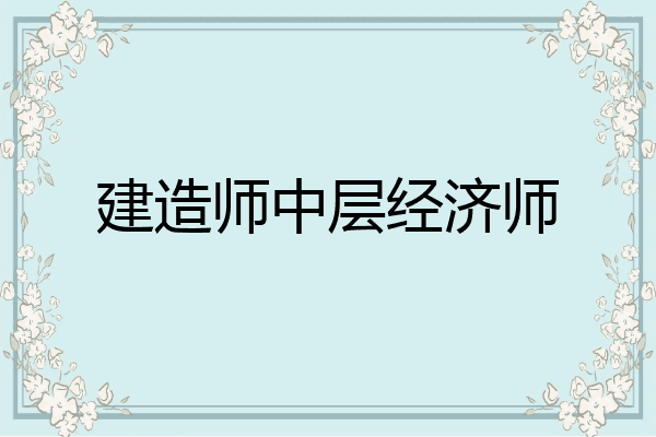 建造师中层经济师