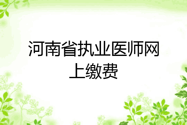 河南省执业医师网上缴费