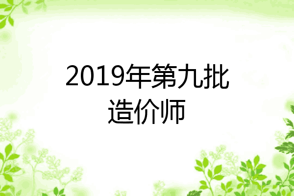 2019年第九批造价师